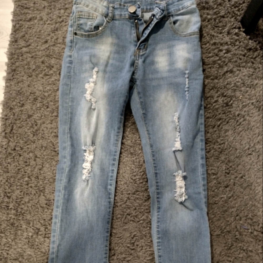 Boys light blue jean with destress and stone wash